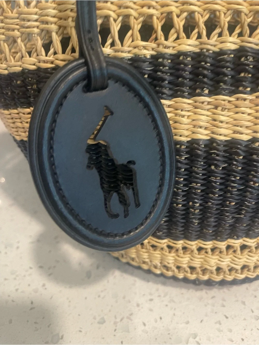 Ralph Lauren Black and Natural Striped Woven Tote - Picture 5 of 7